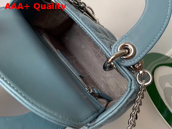 Dior Mini Lady Dior Bag in Sky Blue Lambskin with Silver Hardware Replica