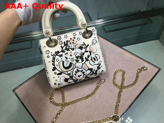 Dior Mini Lady Dior Bag in White Embroidered Calfskin Replica