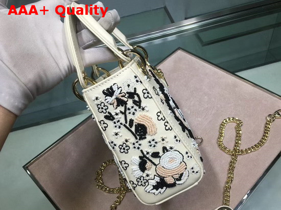 Dior Mini Lady Dior Bag in White Embroidered Calfskin Replica