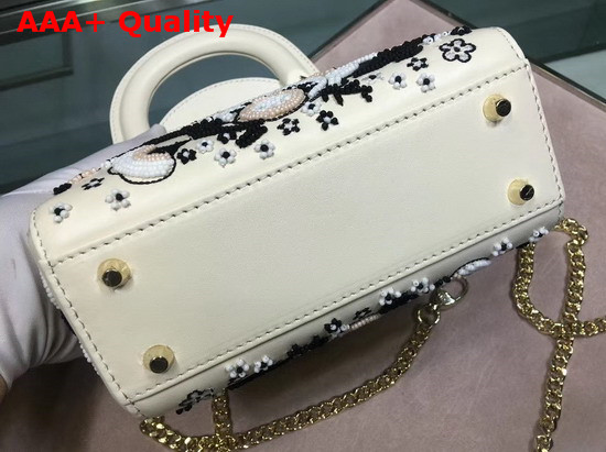 Dior Mini Lady Dior Bag in White Embroidered Calfskin Replica