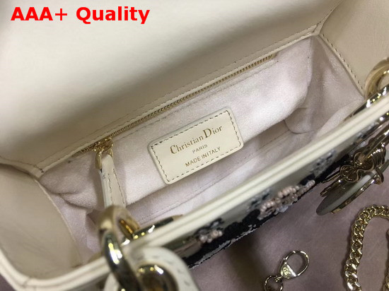 Dior Mini Lady Dior Bag in White Embroidered Calfskin Replica