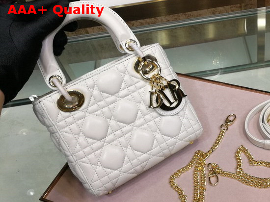 Dior Mini Lady Dior Bag in White Lambskin Replica