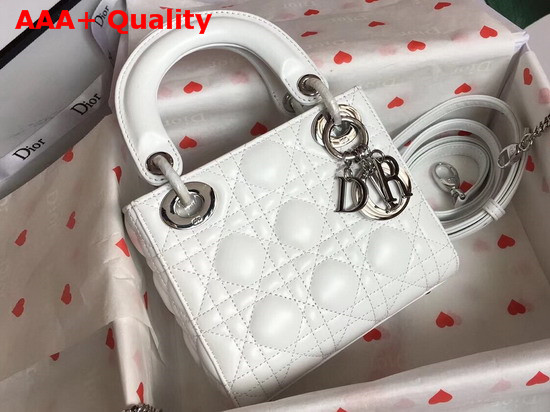 Dior Mini Lady Dior Bag in White Lambskin Replica