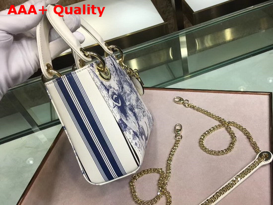 Dior Mini Lady Dior Toile De Jouy Bag Ivory Smooth Calfskin Replica