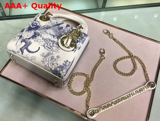 Dior Mini Lady Dior Toile De Jouy Bag Ivory Smooth Calfskin Replica