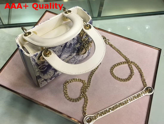 Dior Mini Lady Dior Toile De Jouy Bag Ivory Smooth Calfskin Replica