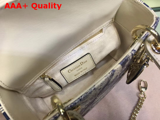 Dior Mini Lady Dior Toile De Jouy Bag Ivory Smooth Calfskin Replica