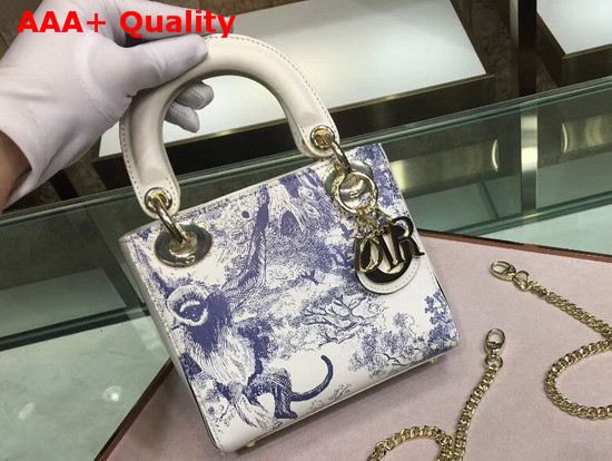 Dior Mini Lady Dior Toile De Jouy Bag Ivory Smooth Calfskin Replica