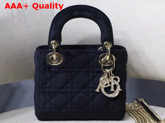 Dior Mini Lady Dior Velvet Bag in Black Replica