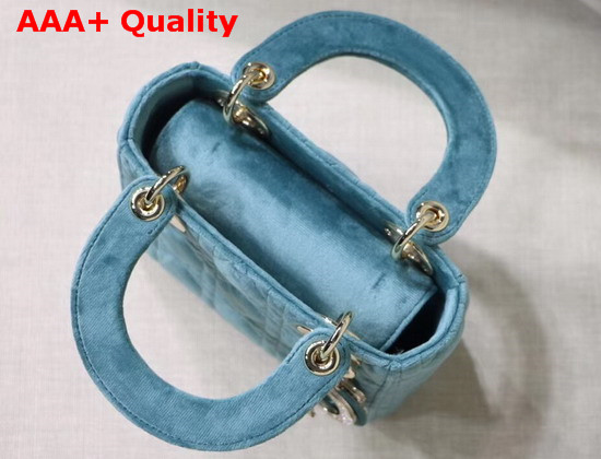 Dior Mini Lady Dior Velvet Bag in Light Blue Replica