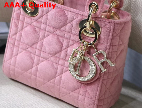 Dior Mini Lady Dior Velvet Bag in Pink Replica