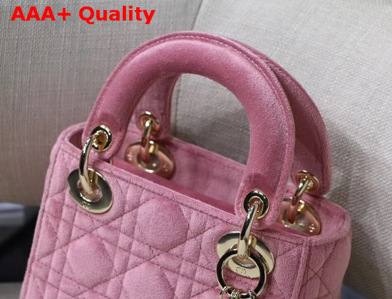 Dior Mini Lady Dior Velvet Bag in Pink Replica