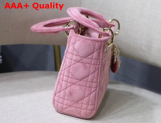 Dior Mini Lady Dior Velvet Bag in Pink Replica