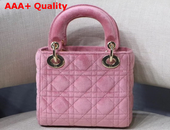 Dior Mini Lady Dior Velvet Bag in Pink Replica