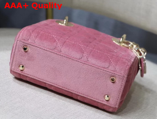 Dior Mini Lady Dior Velvet Bag in Pink Replica