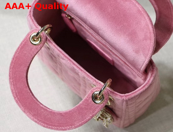 Dior Mini Lady Dior Velvet Bag in Pink Replica