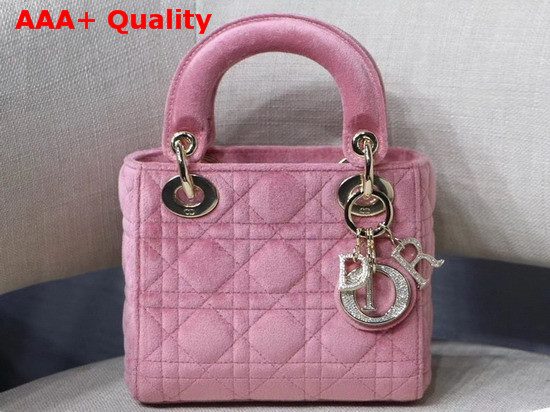 Dior Mini Lady Dior Velvet Bag in Pink Replica