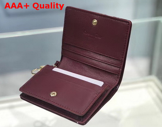 Dior Mini Lady Dior Wallet Wine Patent Cannage Calfskin Replica