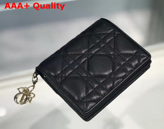 Dior Mini Lady Dior Wallet in Black Cannage Calfskin Replica