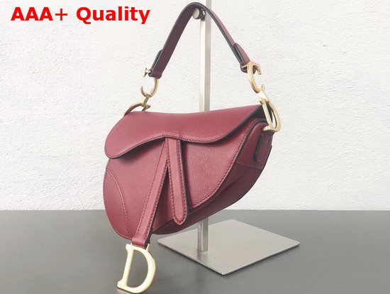 Dior Mini Saddle Bag in Amaranth Embossed Grained Calfskin Replica