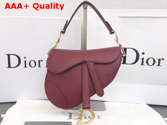 Dior Mini Saddle Bag in Amaranth Embossed Grained Calfskin Replica