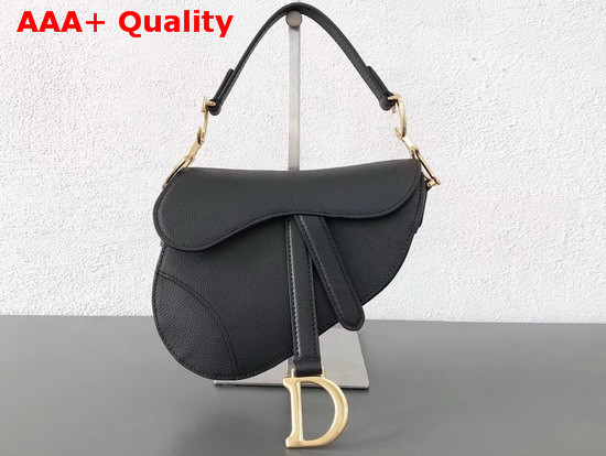 Dior Mini Saddle Bag in Black Embossed Grained Calfskin Replica