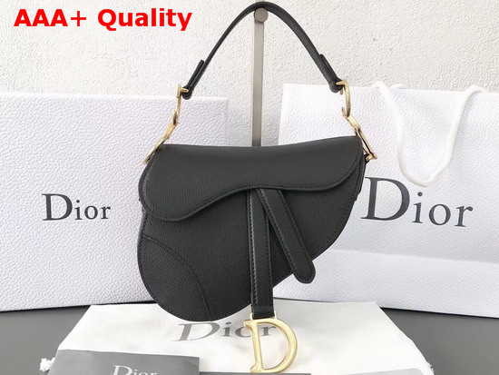 Dior Mini Saddle Bag in Black Embossed Grained Calfskin Replica