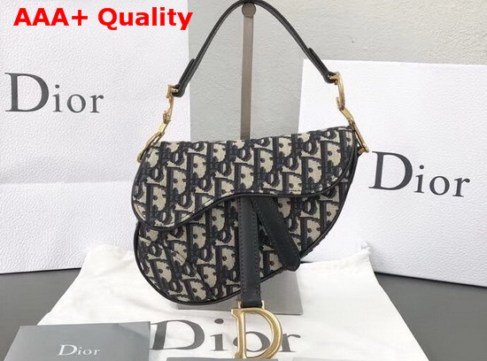 Dior Mini Saddle Bag in Blue Dior Oblique Jacquard Canvas Replica