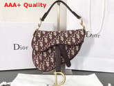 Dior Mini Saddle Bag in Burgundy Canvas Replica