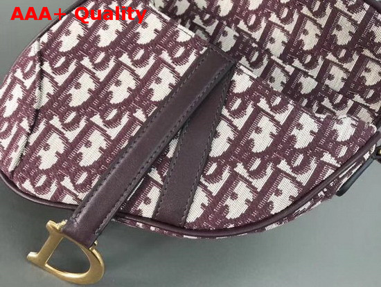 Dior Mini Saddle Bag in Burgundy Canvas Replica