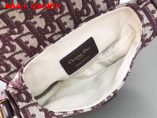 Dior Mini Saddle Bag in Burgundy Canvas Replica