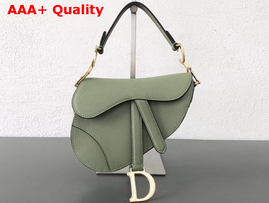 Dior Mini Saddle Bag in Green Embossed Grained Calfskin Replica