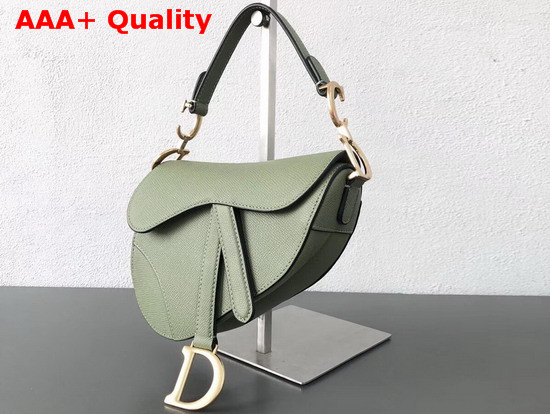 Dior Mini Saddle Bag in Green Embossed Grained Calfskin Replica