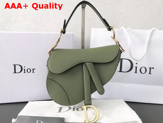 Dior Mini Saddle Bag in Green Embossed Grained Calfskin Replica