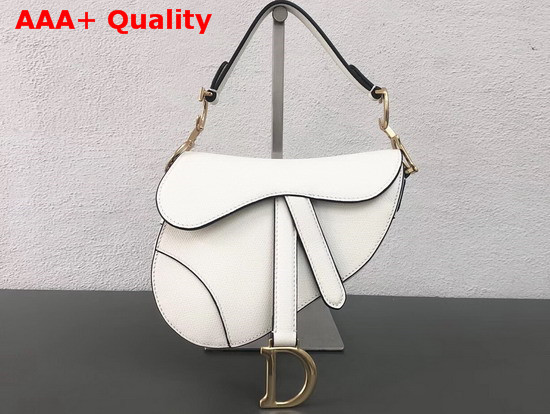 Dior Mini Saddle Bag in Off White Embossed Grained Calfskin Replica