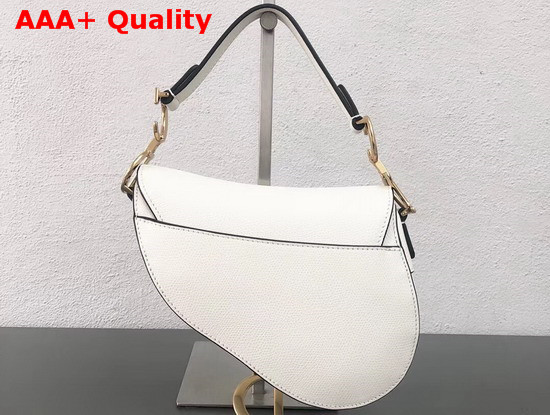 Dior Mini Saddle Bag in Off White Embossed Grained Calfskin Replica