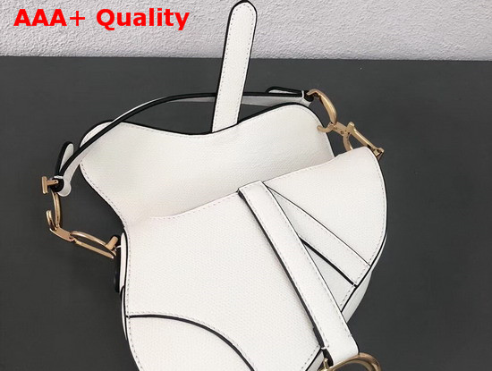 Dior Mini Saddle Bag in Off White Embossed Grained Calfskin Replica