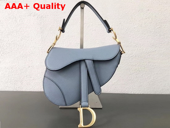 Dior Mini Saddle Bag in Sky Blue Embossed Grained Calfskin Replica