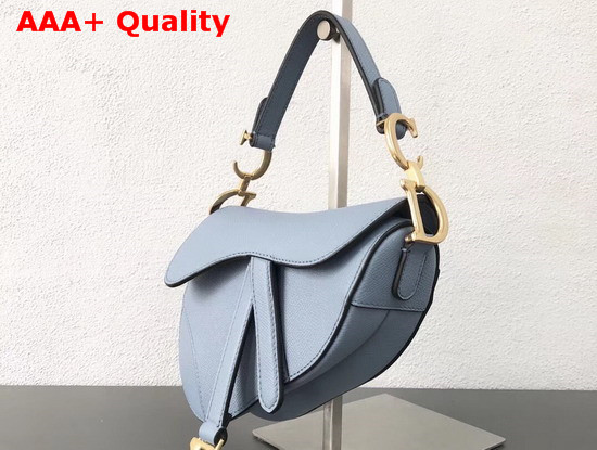 Dior Mini Saddle Bag in Sky Blue Embossed Grained Calfskin Replica