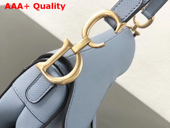 Dior Mini Saddle Bag in Sky Blue Embossed Grained Calfskin Replica