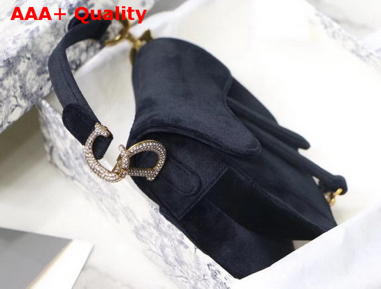 Dior Mini Saddle Velvet Bag in Black Replica