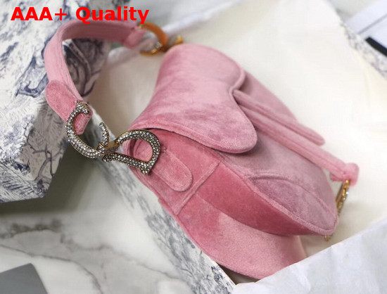 Dior Mini Saddle Velvet Bag in Pink Replica