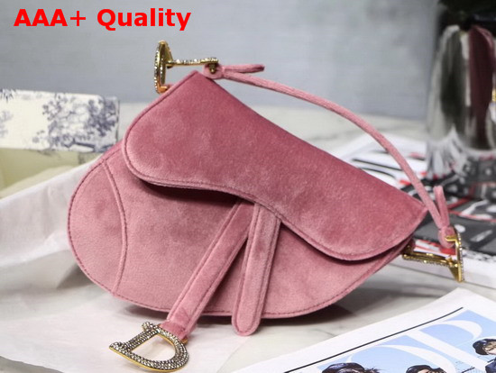 Dior Mini Saddle Velvet Bag in Pink Replica