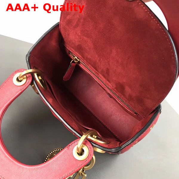 Dior Mini Supple Lady Dior Bag in Red Studded Calfskin Replica