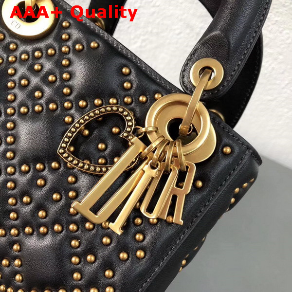 Dior Mini Supple Lady Dior Bag in Studded Black Calfskin Replica