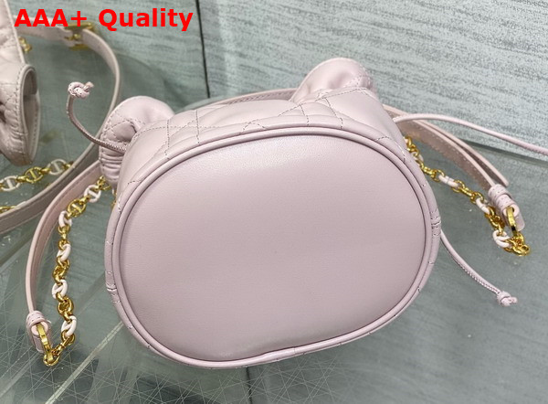 Dior Miss Caro Mini Bucket Bag with Drawstring Pale Pink Macrocannage Lambskin Replica