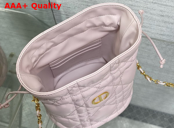 Dior Miss Caro Mini Bucket Bag with Drawstring Pale Pink Macrocannage Lambskin Replica