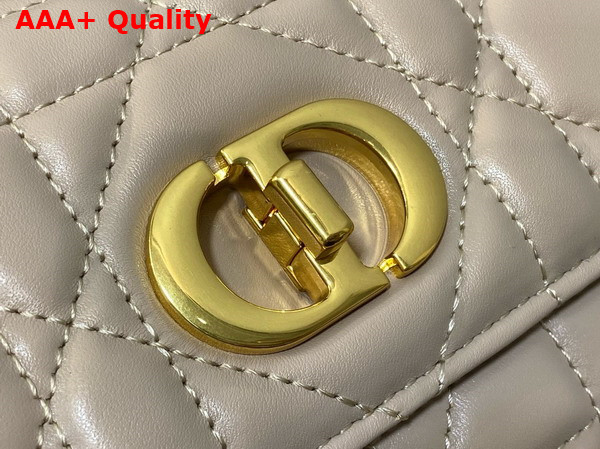 Dior Miss Caro Top Handle Pouch in Beige Macrocannage Lambskin Replica