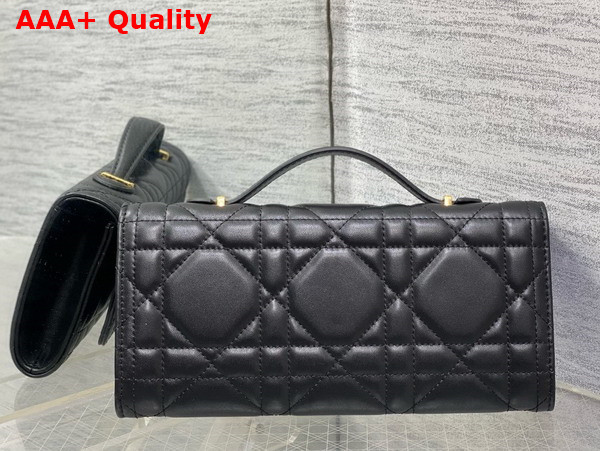 Dior Miss Caro Top Handle Pouch in Black Macrocannage Lambskin Replica