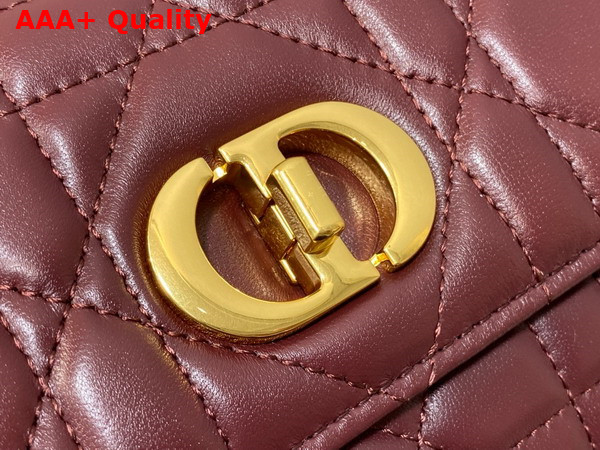 Dior Miss Caro Top Handle Pouch in Burgundy Macrocannage Lambskin Replica